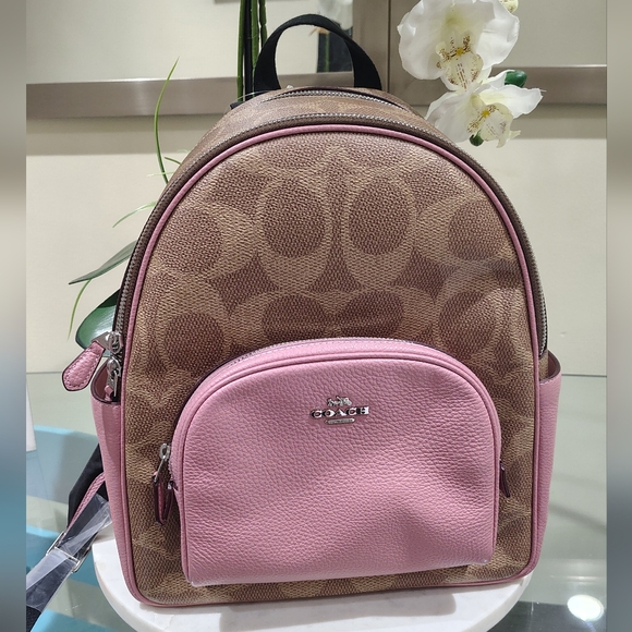 New! Coach Signature Pink and Tan Backpack Style CCK72 In Sv/Tan/Dusty Pink 🩷 - Picture 1 of 6